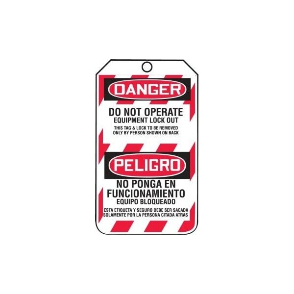 Accuform Safety Tags, DANGER DO NOT OPERATE EQUIPMENT LOCK OUT Bilingual Spanish, 5.75in x 3.25in, 5PK TSP105LTM - main
